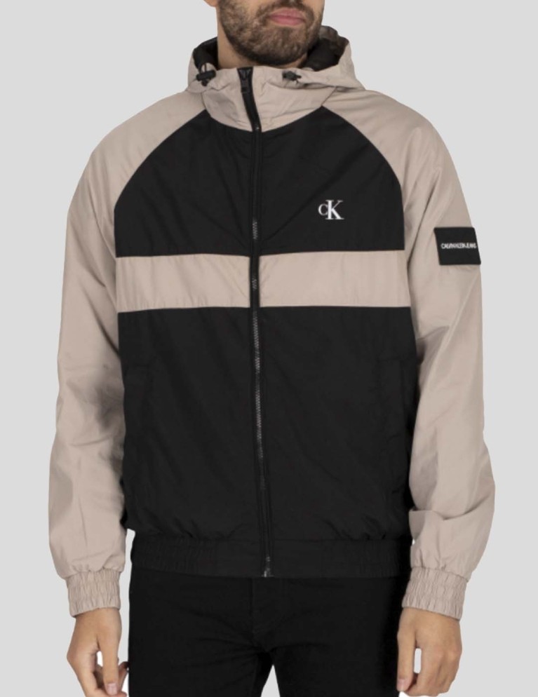 CALVIN KLEIN giacca bloccata zip attraverso Jack stringa nera